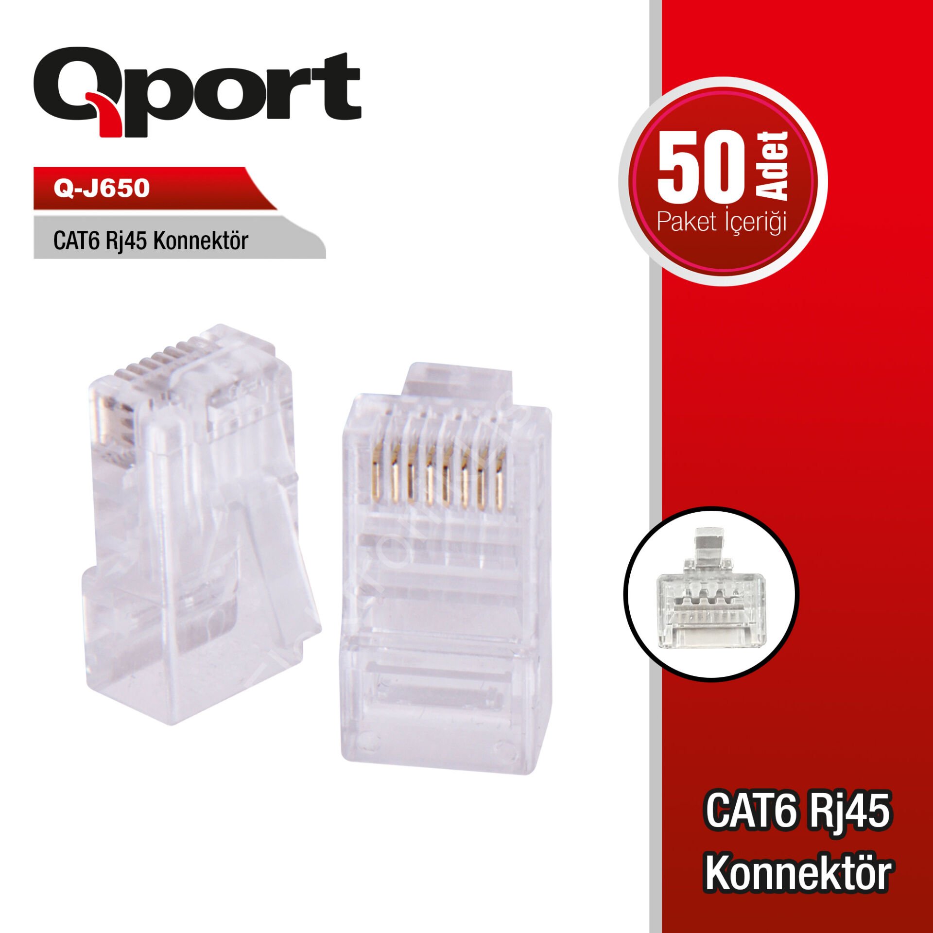 Qport Q-j650 Cat6 50 Adet Rj-45 Konnektor