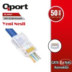 Qport Q-j600y Cat6 50 Adet Ez-rj45 Yeni Nesil Konnektor