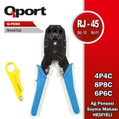 Qport (q-pen5) Rj45/rj11/rj12 Kablo Sikma Pensesi + Kablo Siyirici