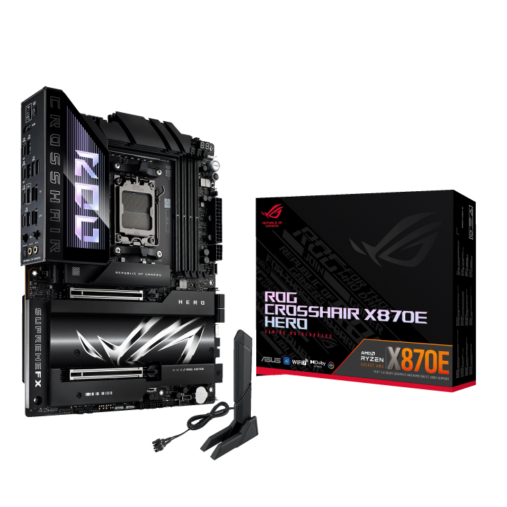 Asus Rog Crosshair X870E Hero AM5 DDR5 Ses Glan Hdmi/Usb Sata3 Usb3.2 Atx
