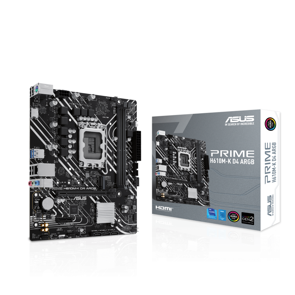 Asus Prime H610M-K-D4 ARGB 1700P DDR4 Ses GLAN HDMI SATA3 USB2.0 mATX