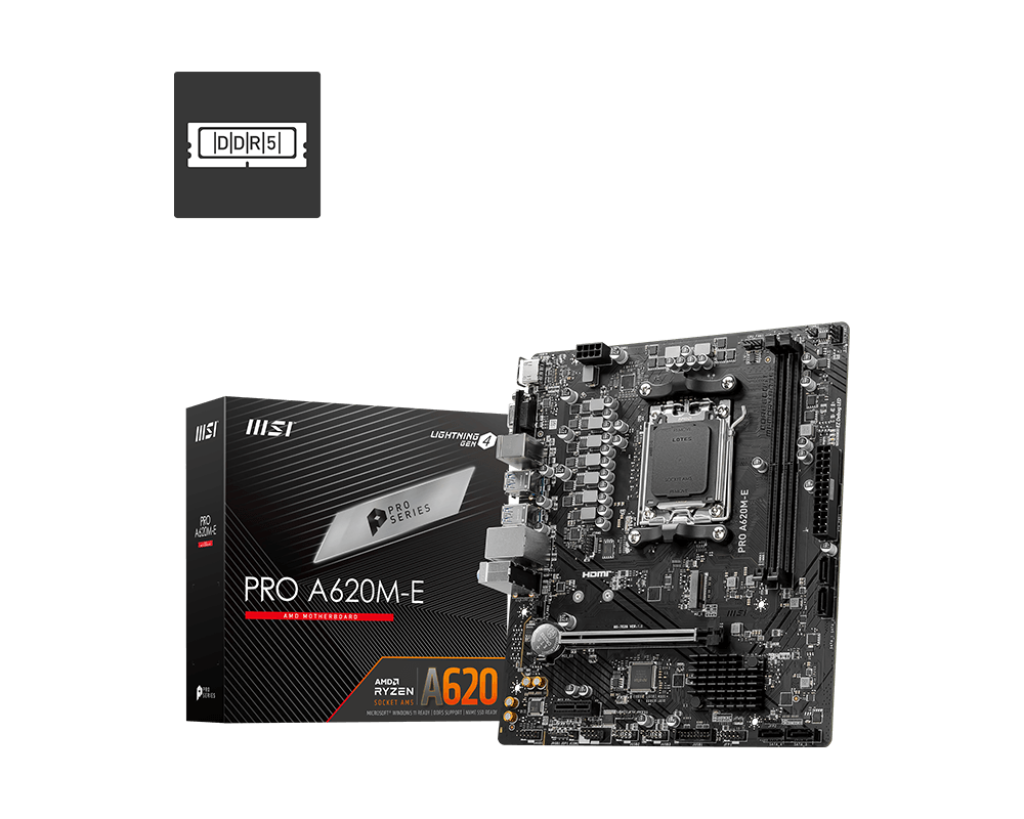 Msi Pro A620m-E Am5 Ddr5 Ses Glan Hdmi/Vga Sata3 Usb3.2 Matx