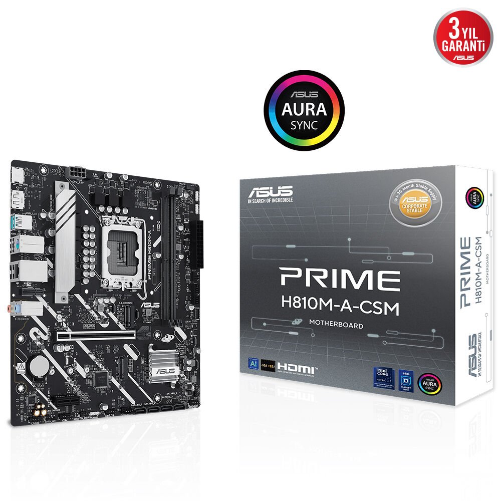 Asus Prime H810M-A-CSM 1851P DDR5 Ses Glan DP/HDMI SATA3 USB3.2 Matx