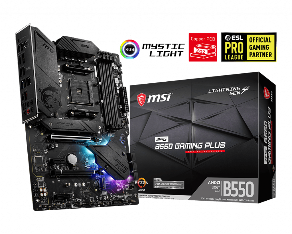 MSI Mpg B550 Gaming Plus AM4 DDR4 Ses Glan Dp/Hdmi Sata3 Usb3.2 Atx