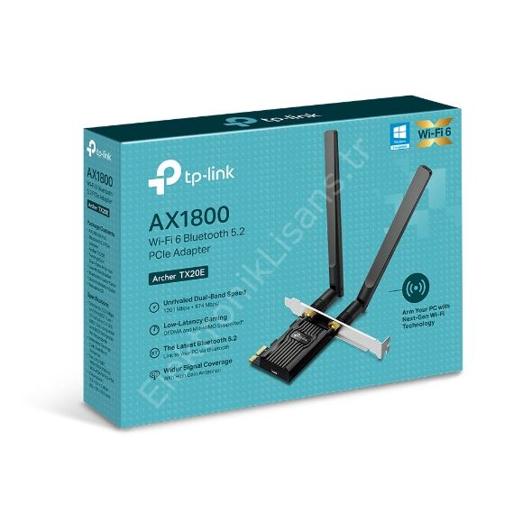 TP-Link Archer TX20E AX1800 Wi-Fi 6 Bluetooth 5.2 PCIe Adaptör