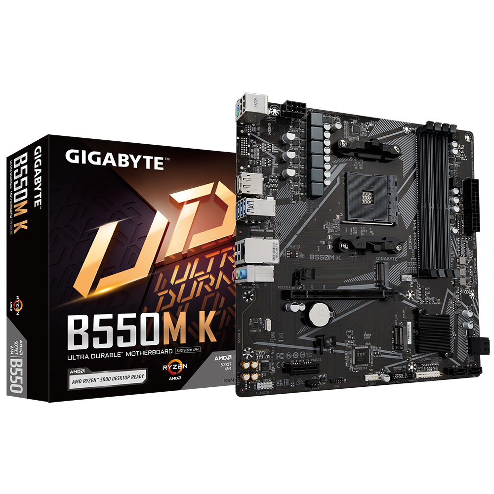 Gigabyte B550M-K AM4 DDR4 Ses GLAN DP/HDMI SATA3 USB3.2 mATX