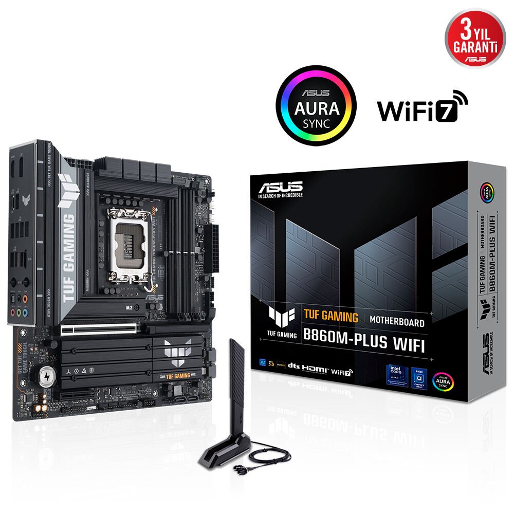 Asus TUF Gaming B860M-Plus WiFi 1851P DDR5 Ses GLAN DP/HDMI SATA3 USB3.2 mATX