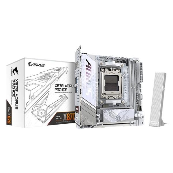 Gigabyte X870i-Aorus-Pro-Ice Am5 Ddr5 Ses Glan Hdmi/Usb4 Sata3 Usb3.2 Mitx