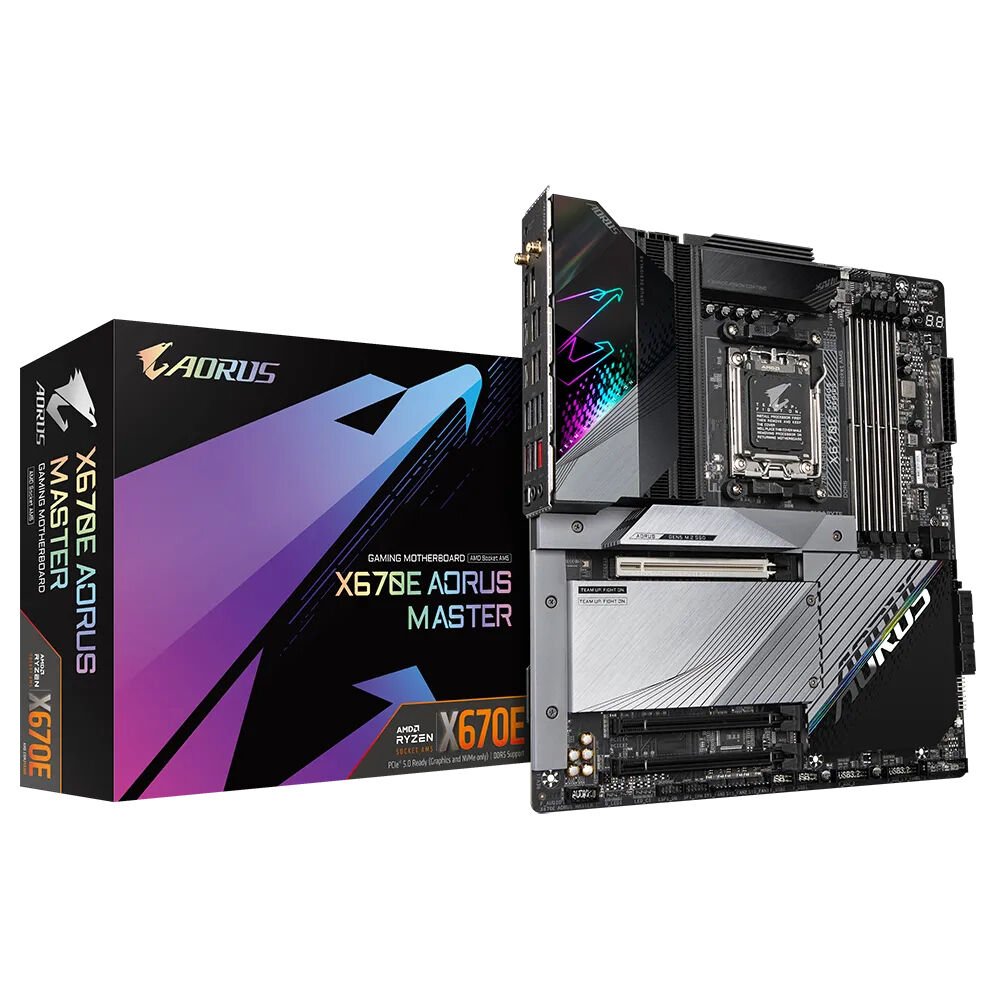 Gigabyte X670E-Aorus-Master AM5 DDR5 Ses GLAN DP/HDMI/USB SATA3 USB3.2 E-ATX