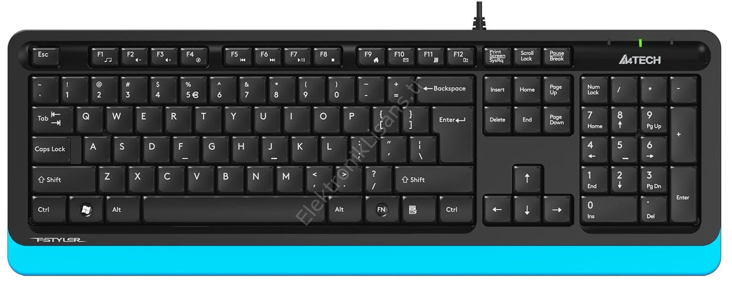 A4 Tech FK10 USB Kablolu Q Multimedia Klavye Mavi
