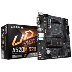 Gigabyte A520M-S2H AM4 DDR4 Ses GLAN HDMI/DVI/VGA SATA3 USB3.2 mATX