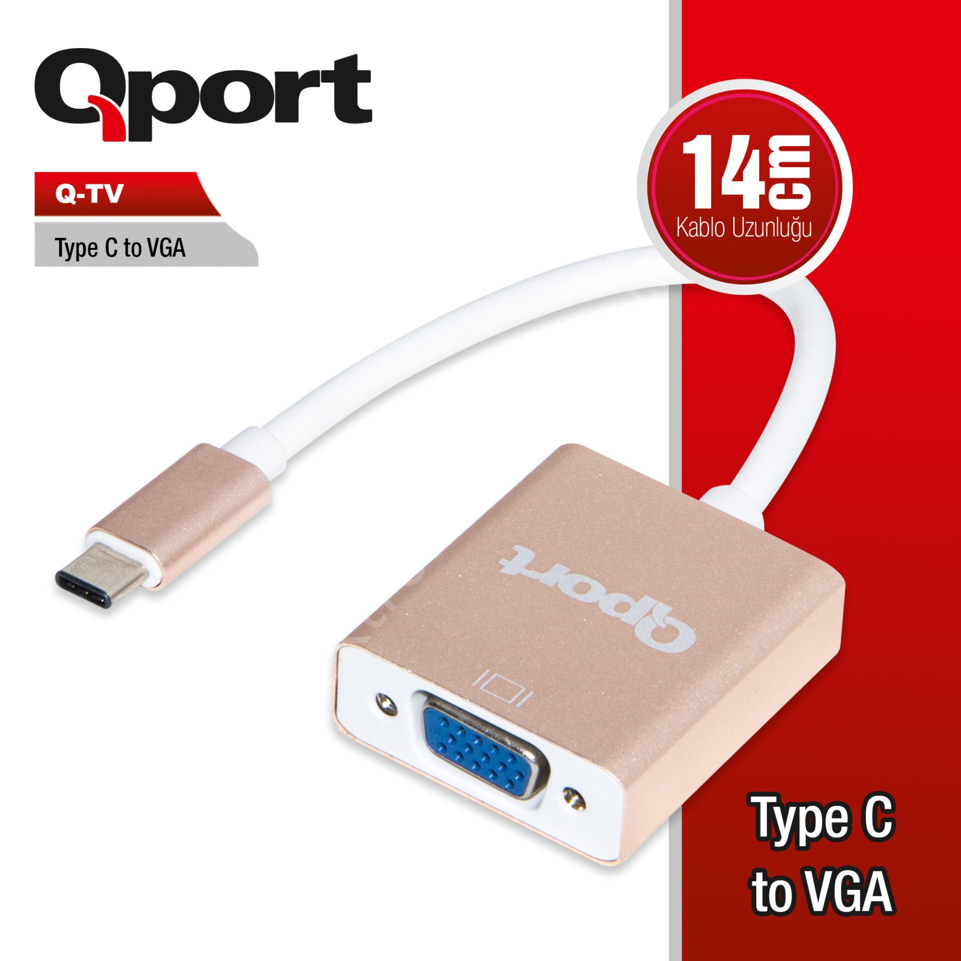 Qport (Q-TV) Type-C to VGA Çevirici