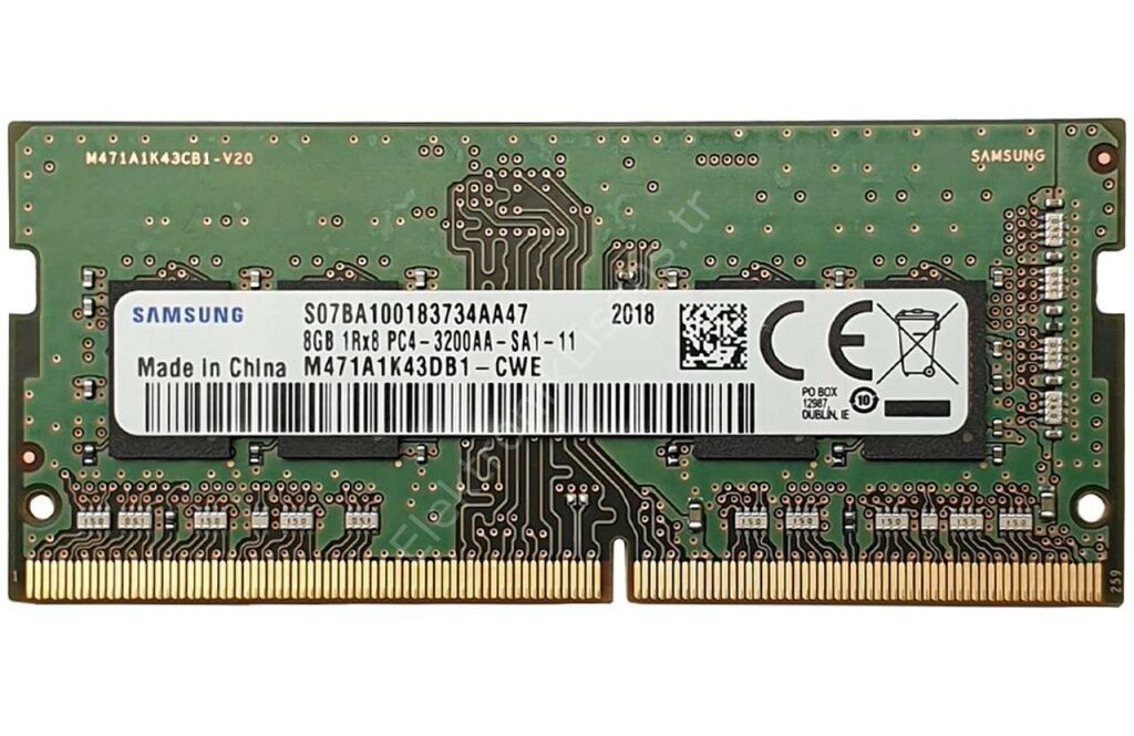 Samsung 8 Gb Ddr4 3200mhz 1.2v Sodimm Kutusuz (M471a1k43db1-Cwe)