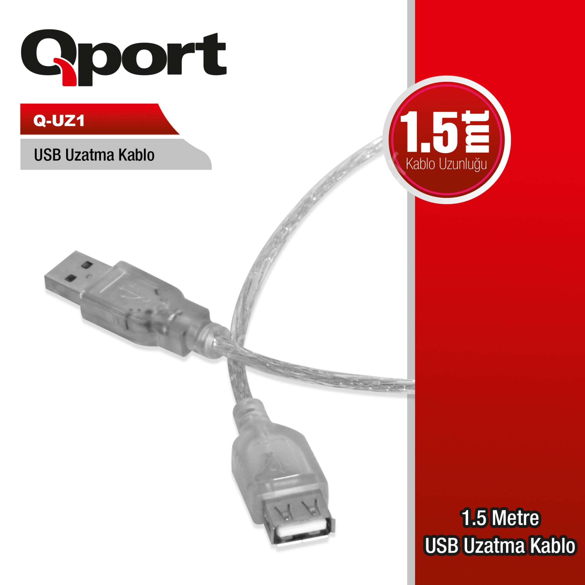 Qport Usb2.0 1.5mt Uzatma Kablosu (q-uz1)