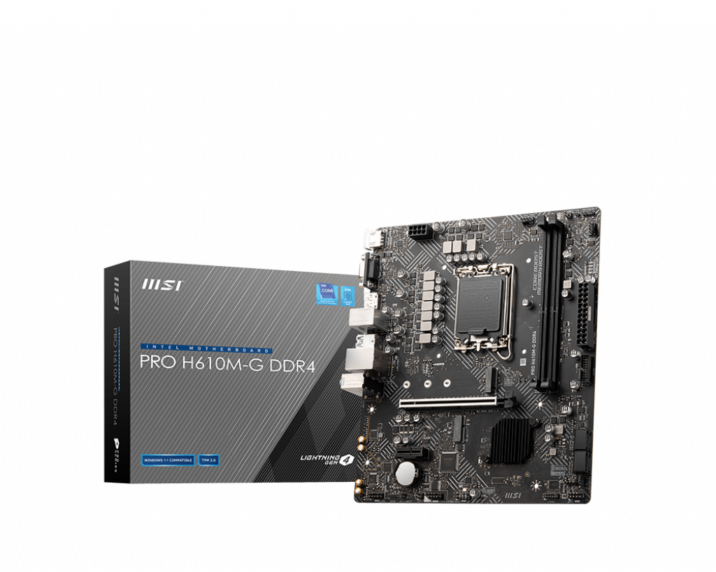 MSI Pro H610M-G DDR4 1700P DDR4 Ses GLAN DP/HDMI/VGA SATA3 USB3.2 mATX