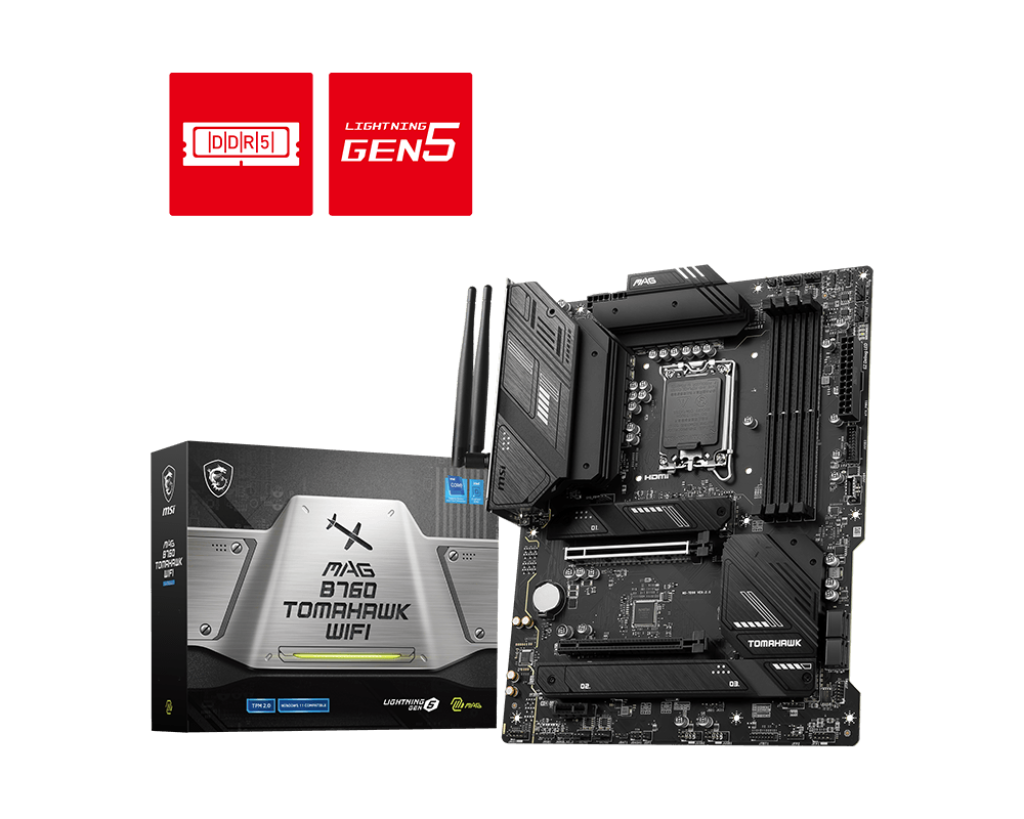 MSI Mag B760 Tomahawk Wifi 1700P DDR5 Ses GLAN DP/HDMI SATA3 USB3.2 ATX