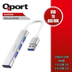 Qport Q-uc204 Usb To 4 Port Metal Usb Çoklayici