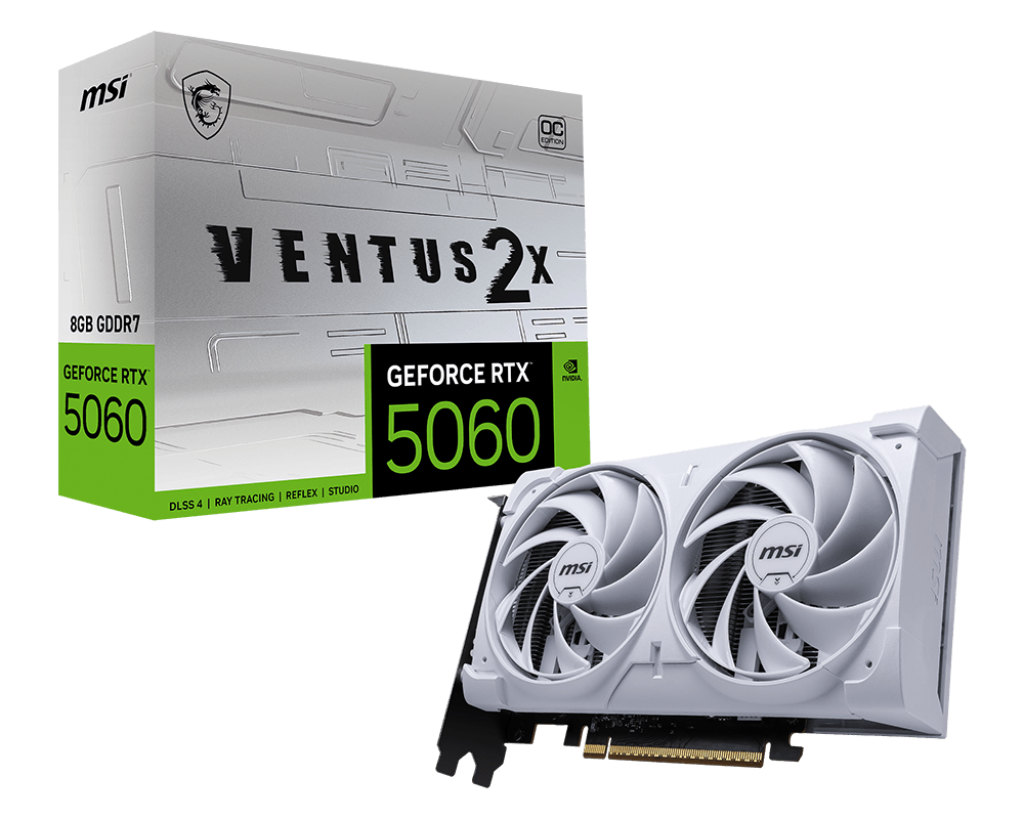 Msi Rtx5060 8Gb Gddr7 128Bit 3xDp/Hdmi (GeForce Rtx 5060 8G Ventus 2X Oc White)