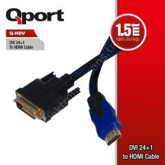 Qport (q-hdv) Dvi-d (24+1) To Hdmi 1.5mt Cevirici