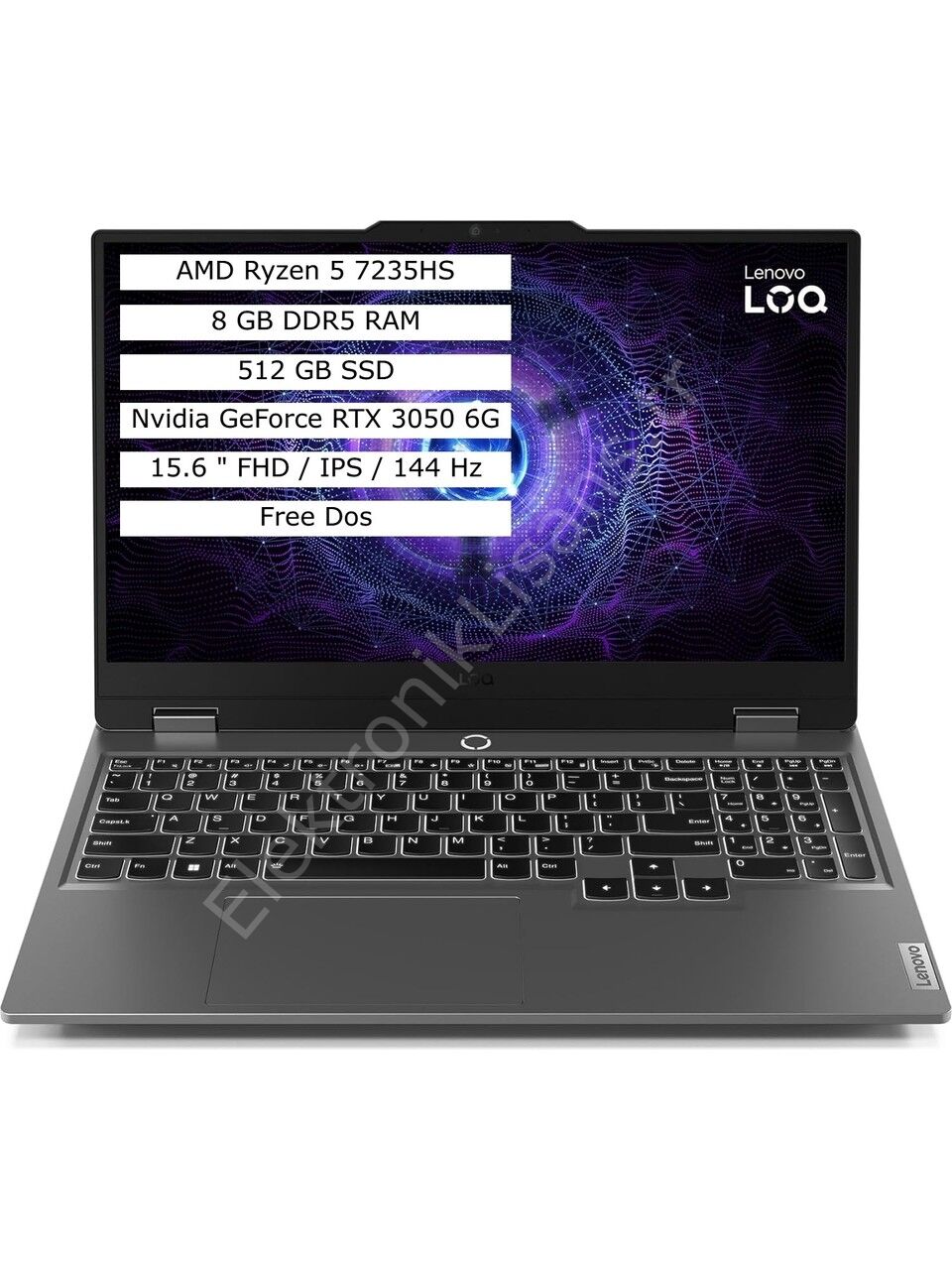 Lenovo Loq 15arp9 83jc000ptr R5-7235hs 8gb 512gb Ssd 6gb Rtx3050 15.6'' Dos