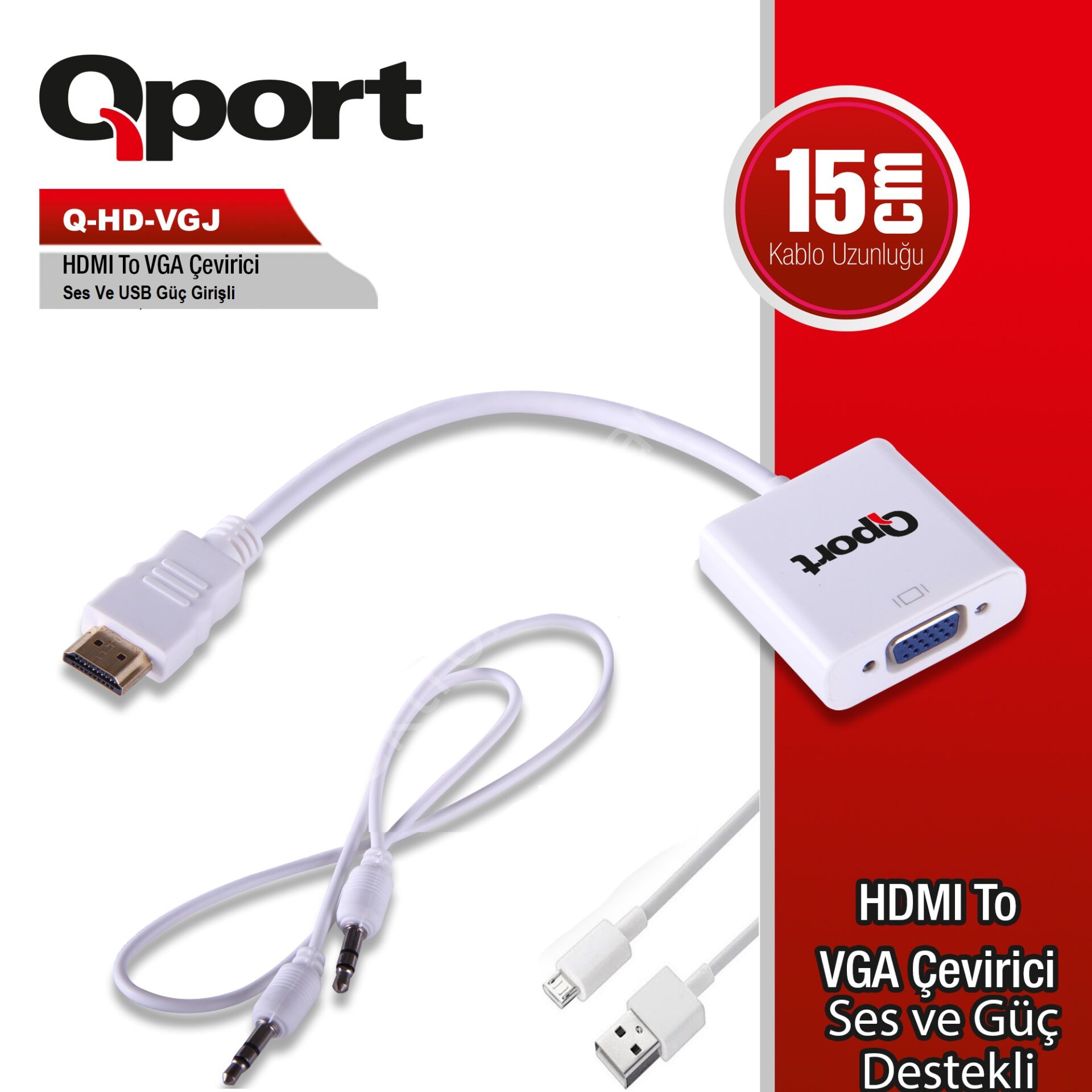 Qport (q-hd-vgj) Hdmi To Vga/ses Cevirici