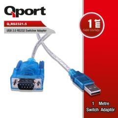 Qport (Q-RS2321.5) USB 2.0 to RS232 Çevirici Kablo 1m