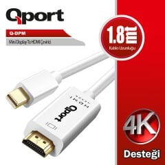 Qport (q-dpm) Mini Display Port To Hdmi Cevirici 1.8m Kablo