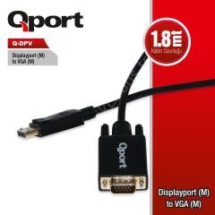 Qport (q-dpv) Display Port To Vga Cevirici 1.8m Kablo