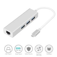 Codegen (Cdg-Cnv85) 3 Port USB3.0+RJ45 USB3.1 Type-C Hub Beyaz