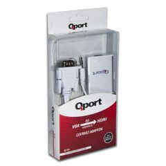 Qport (q-vh) Vga To Hdmi Cevirici + Ses Kablosu