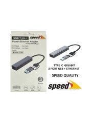 Speed Sp-uet01 10/100/1000 Usb/type-c 3 Port Usb3.0 Gigabit Ethernet Cevirici