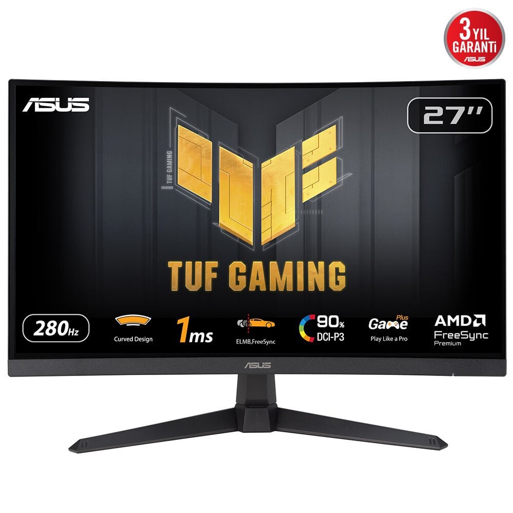 Asus 27'' Tuf Gaming VG27VQM1B 1920x1080 1ms 280Hz DP/HDMI +VESA +Speaker +Curved