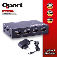 Qport (q-spl4) Full Hd 1 Giris 4cikis Hdmi Splitter (sinyal Cogaltici)