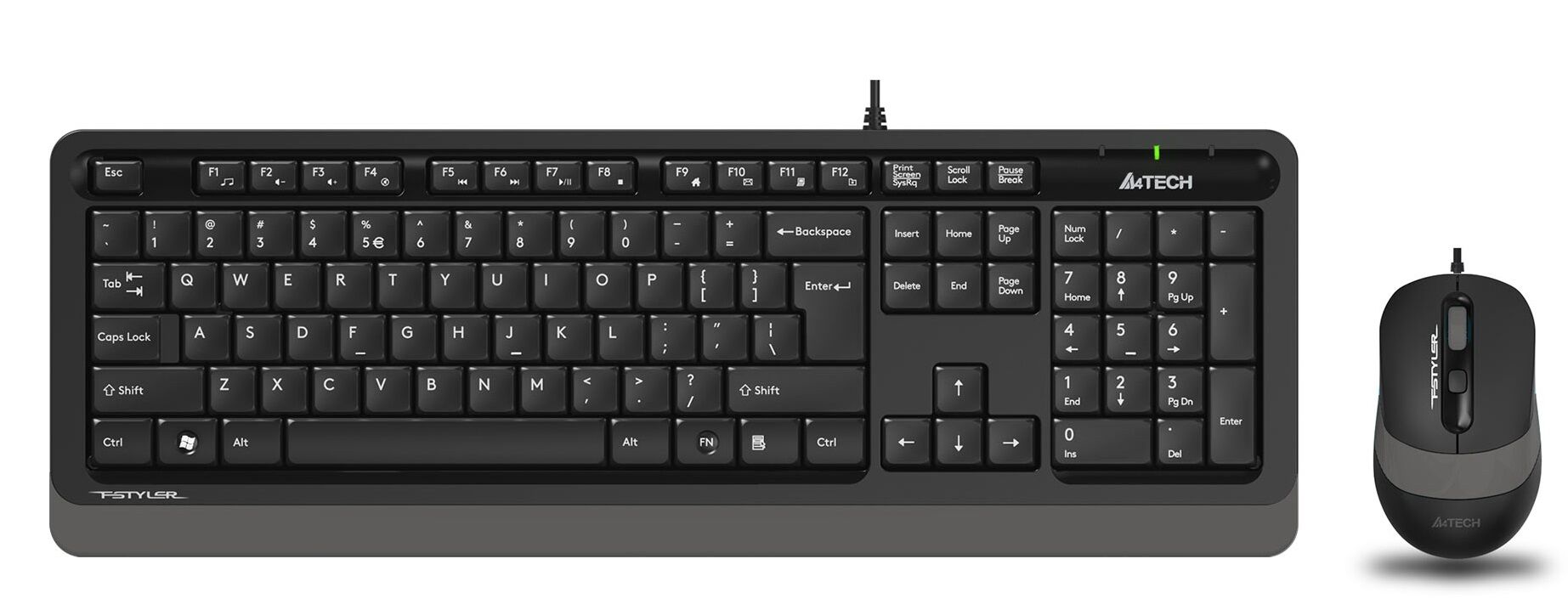 A4 Tech F1010 Usb Kablolu Q Klavye Mouse Set Gri
