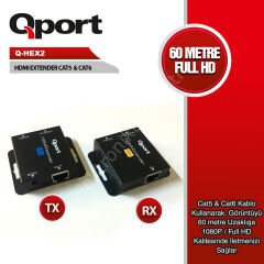 Qport (q-hex2) 60 Metre Cat5/cat6 Hdmi Extender Donusturucu 2 Li Paket