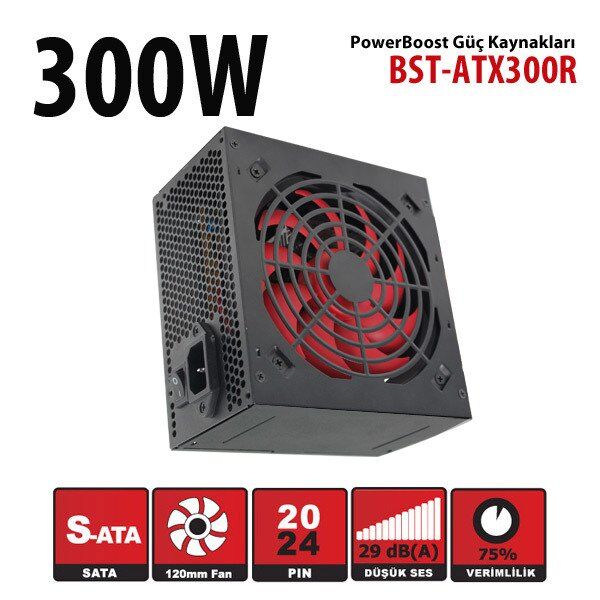 Powerboost Bst-Atx300r 300W 12cm Fan Güç Kaynağı (Jpsu-Bst-Atx300r)