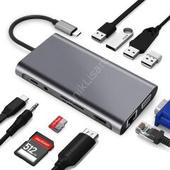 Codegen (cdg-cnv49) 4xusb3.0/hdmi/vga/type-c/rj45/microsd Usb3.1 Type-c Hub