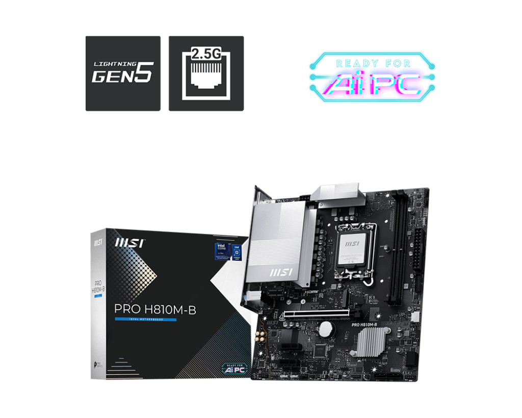 Msi Pro H810M-B 1851P DDR5 Ses GLAN DP/HDMI/USB SATA3 USB3.2 mATX