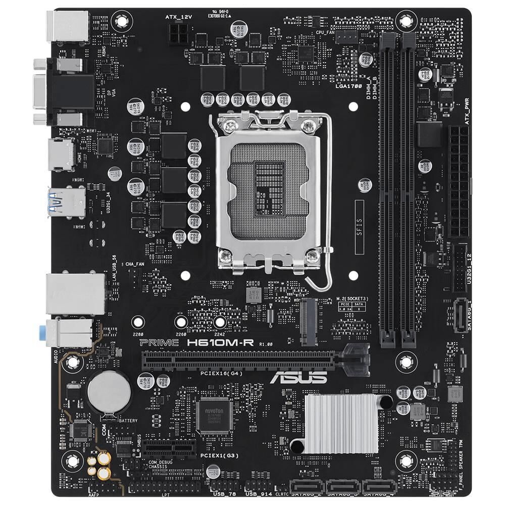 Asus Prime H610M-R-SI Intel H610 LGA1700 DDR5 5600 DP HDMI VGA M.2 USB 3.2 mATX