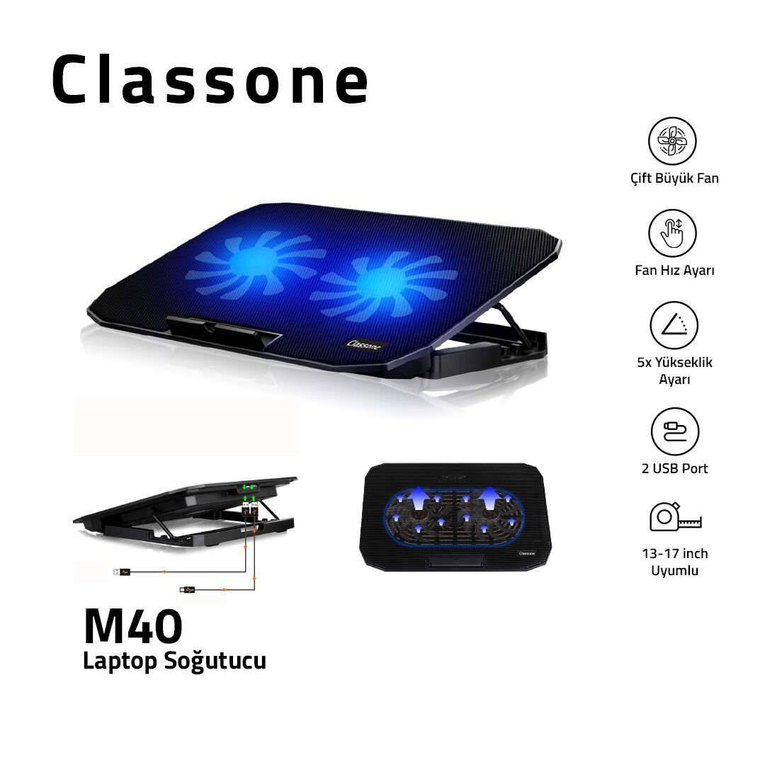 Classone M40 2xFan 2xUSB 14''-17'' Gaming Notebook Soğutucu