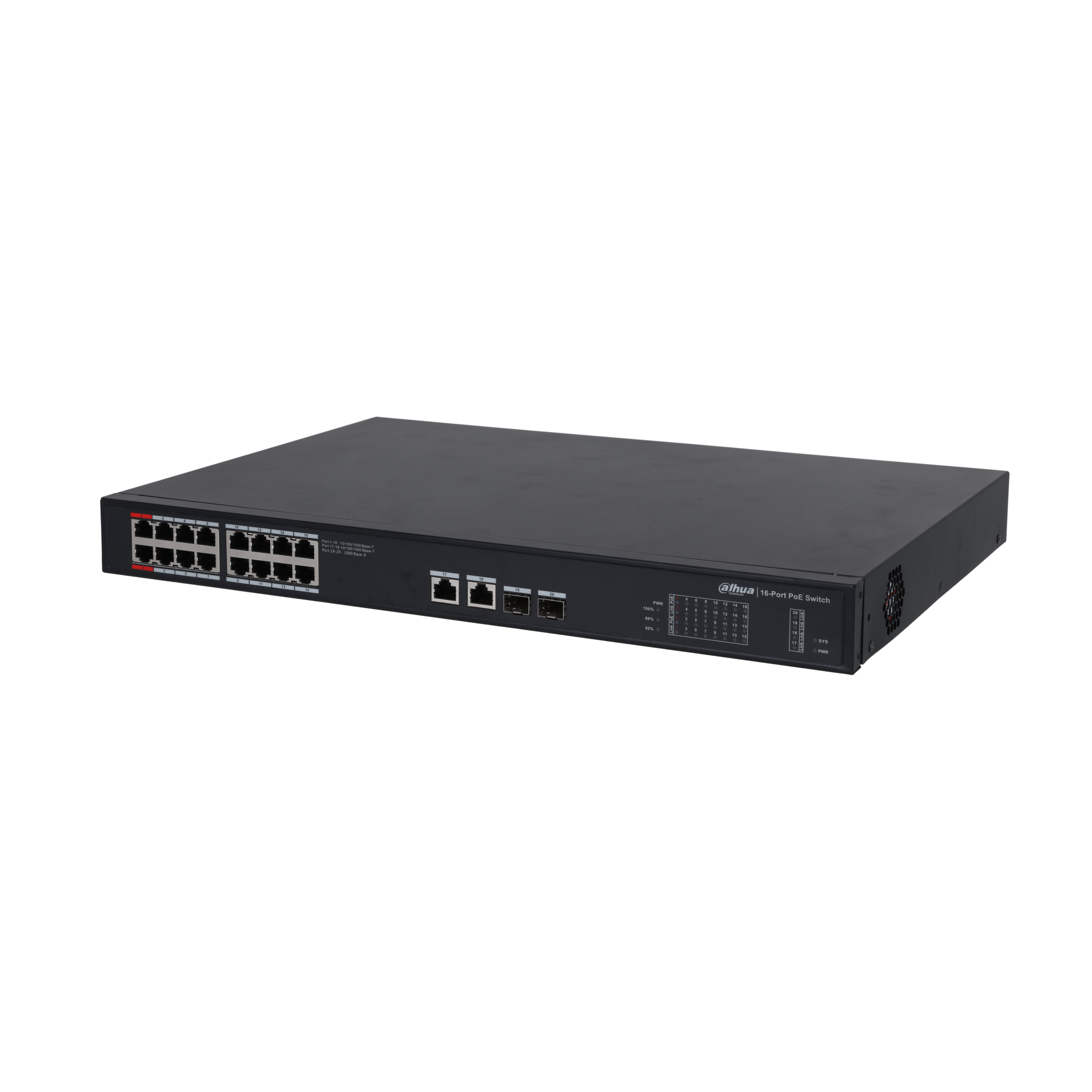 Dahua PFS3220-16GT-240-V2 16 Port 10/100/1000 240W PoE+2SFP Yönetilemez Switch