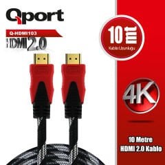 Qport (Q-HDMI103) Altın Uçlu 10m 4K HDMI 2.0 Kablo