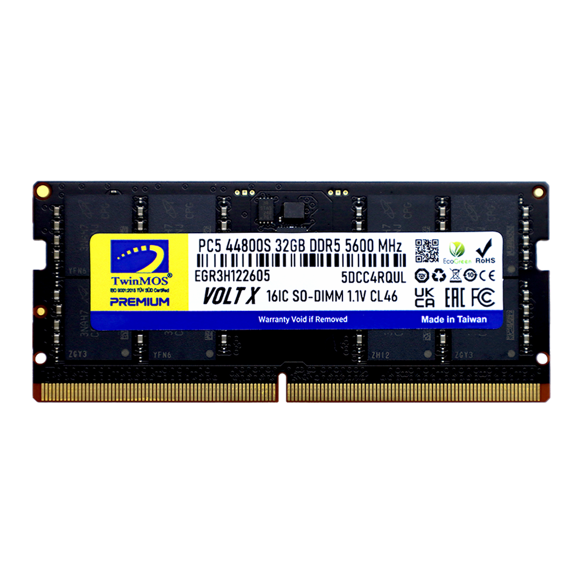 32 Gb Ddr5 5600mhz Twinmos Voltx Cl46 1.1v Sodimm (tmd532gb5600s46)