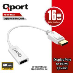 Qport Q-DP-HD2 Display Port'tan HDMI Çevirici 4K 60Hz