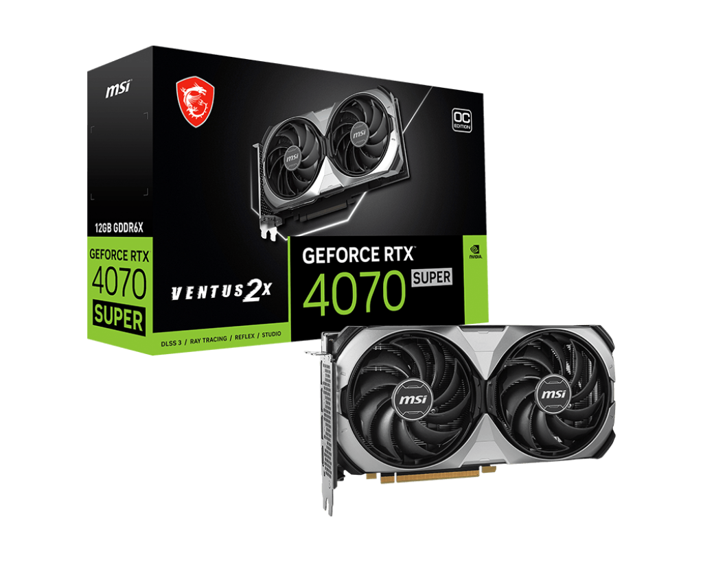Msi Rtx4070 Super 12Gb Gddr6x 192Bit 3xDp/Hdmi (Rtx 4070 Super 12G Ventus 2X Oc)