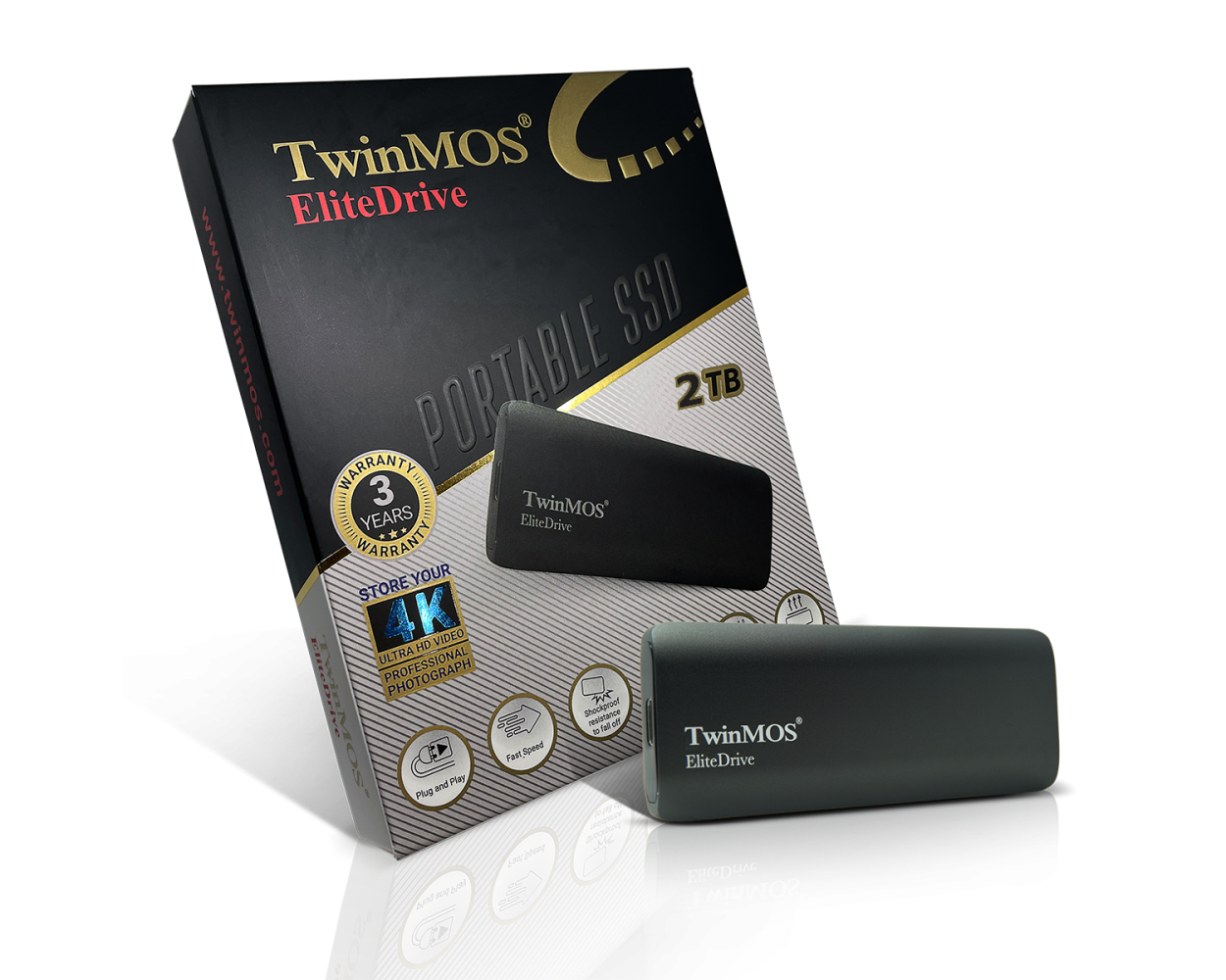 Twinmos 2 Tb Usb3.2 Type-c Tasinabilir Ssd Dark Grey (pssd2tbmedb)