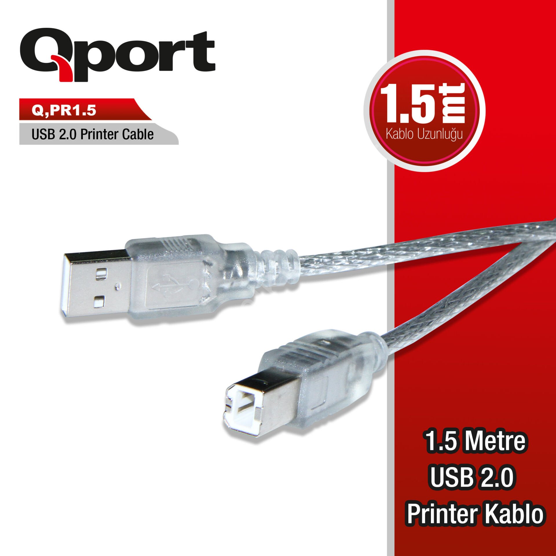 Qport Q-pr1.5 Usb 2.0 1.5 Metre Printer Kablosu