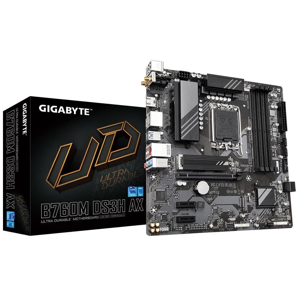 Gigabyte B760M-DS3H-AX-DDR5 1700P DDR5 Ses Glan DP/HDMI Sata3 Usb3.2 Matx