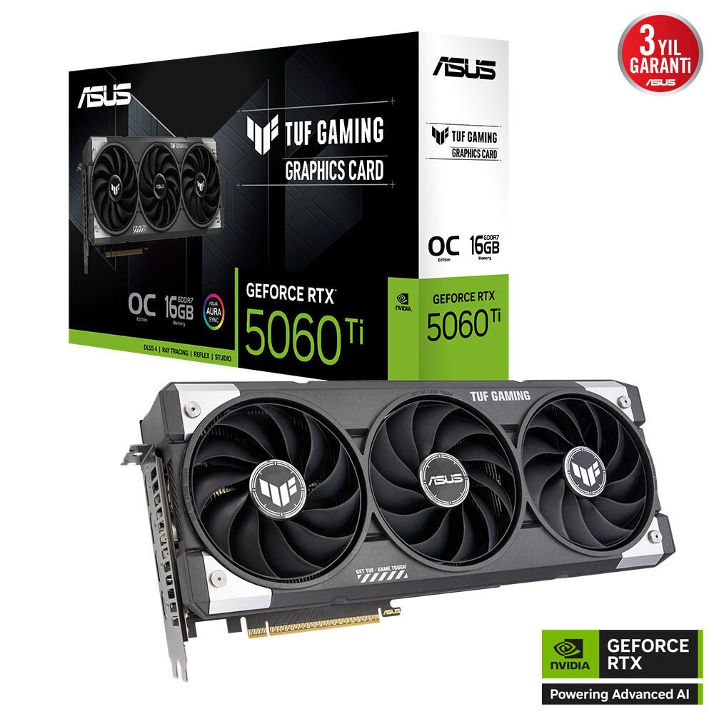 ASUS Rtx5060-Ti 16GB Gddr7 128bit 3xDP/HDMI (TUF-Rtx5060Ti-O16G-Gaming)
