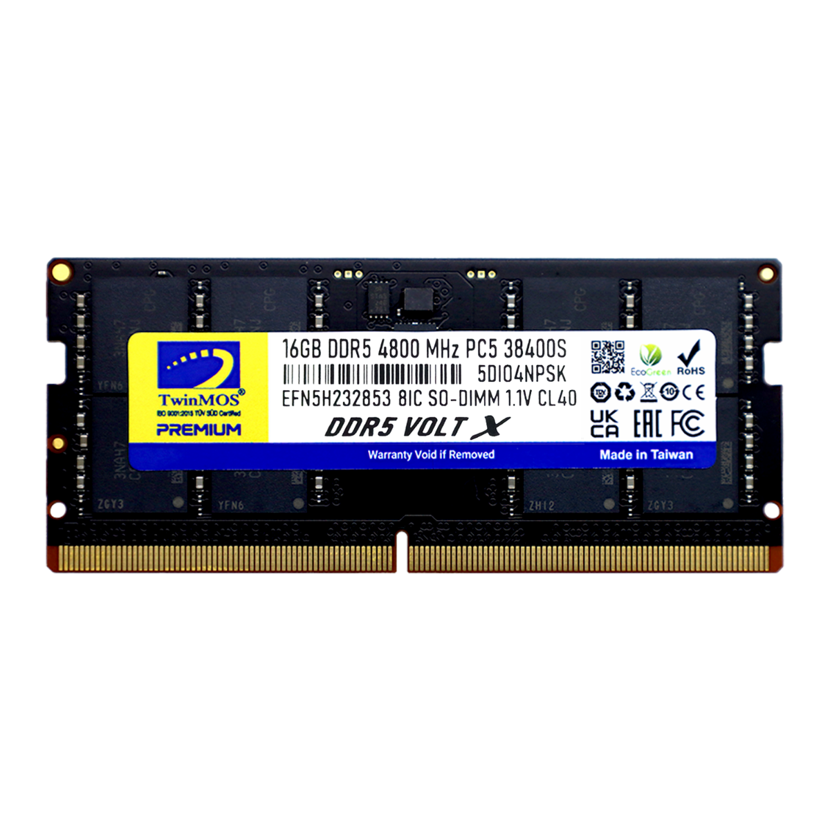Twinmos 16 Gb Ddr5 4800mhz Cl40 1.1v Sodimm (TMD516GB4800S40)